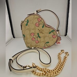 Coach Heart-Shaped Top handle Crossbody w/ Cherry Print